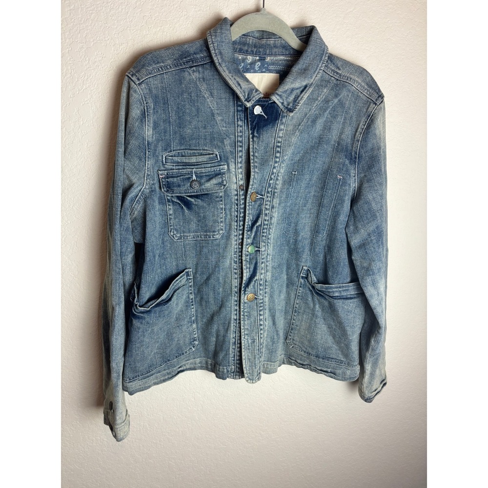 Sundance Denim Jacket XL Jean Jacket Button Front Pockets Blue Womens